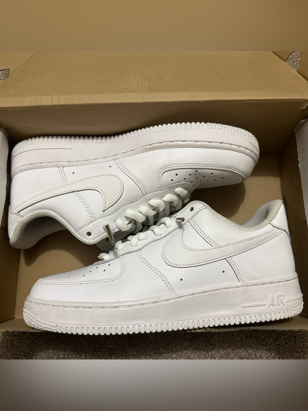 White Leather Low-Top Sneakers Air force 1's - Men's